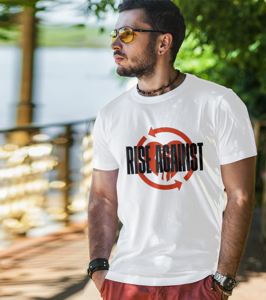 Rise Against Red Heart Fist Arrow Emblem T-Shirt