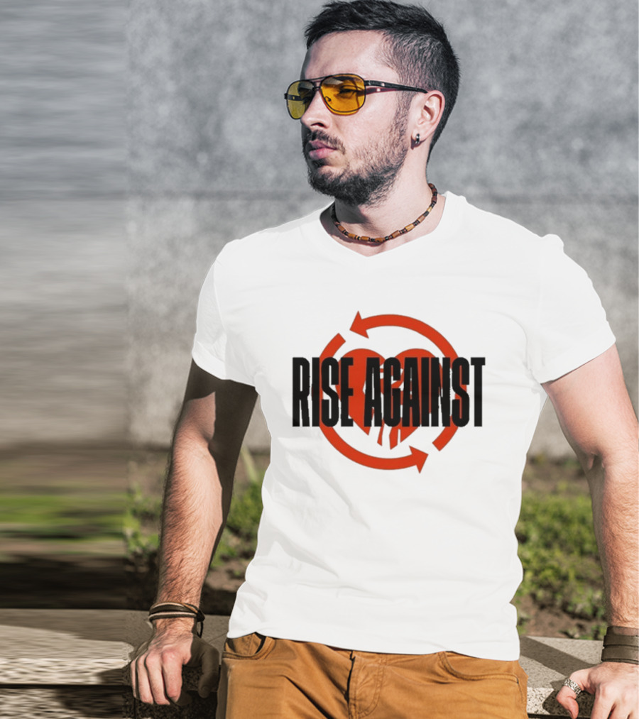 Rise Against Red Heart Fist Arrow Emblem T-Shirt