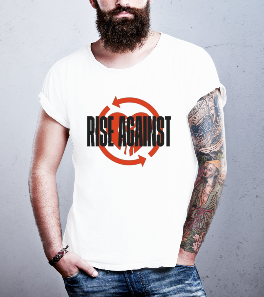 Rise Against Red Heart Fist Arrow Emblem T-Shirt