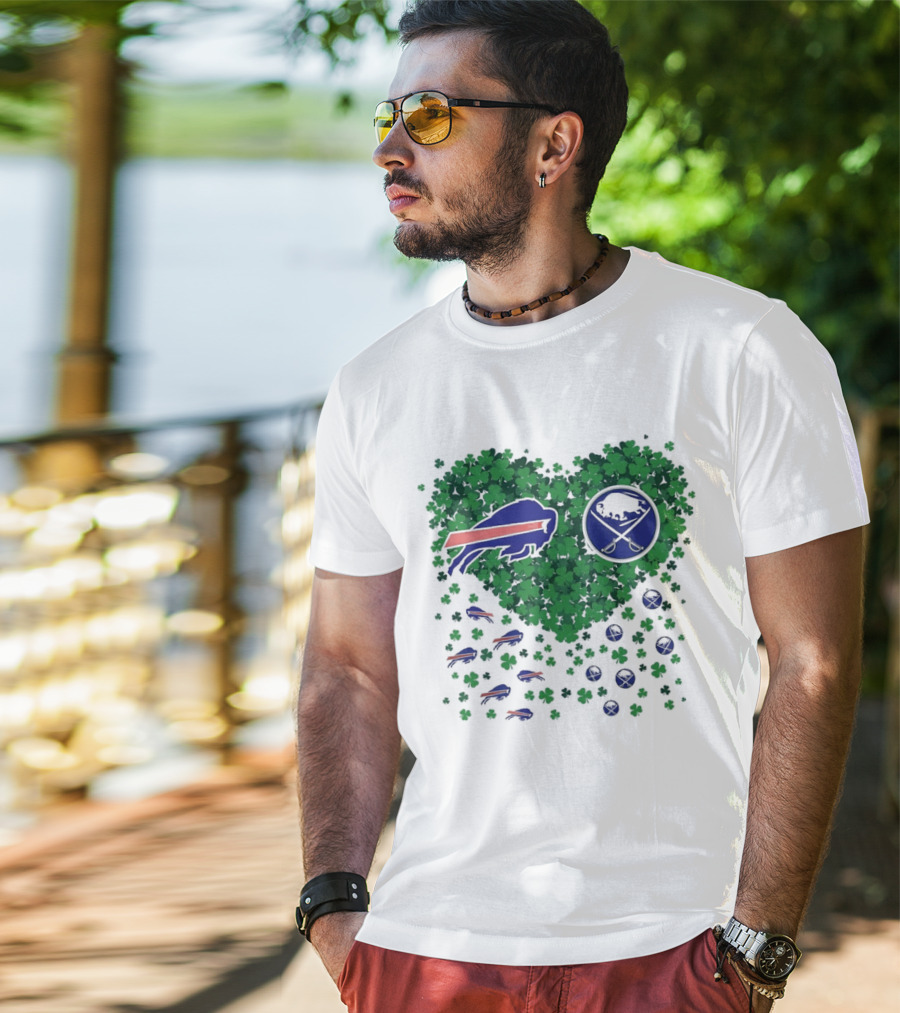Buffalo Bills Heart Shamrock With Buffalo Hockey Symbol T-Shirt