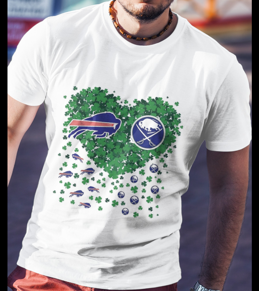 Buffalo Bills Heart Shamrock With Buffalo Hockey Symbol T-Shirt