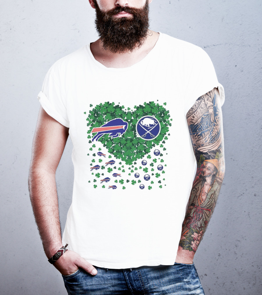 Buffalo Bills Heart Shamrock With Buffalo Hockey Symbol T-Shirt