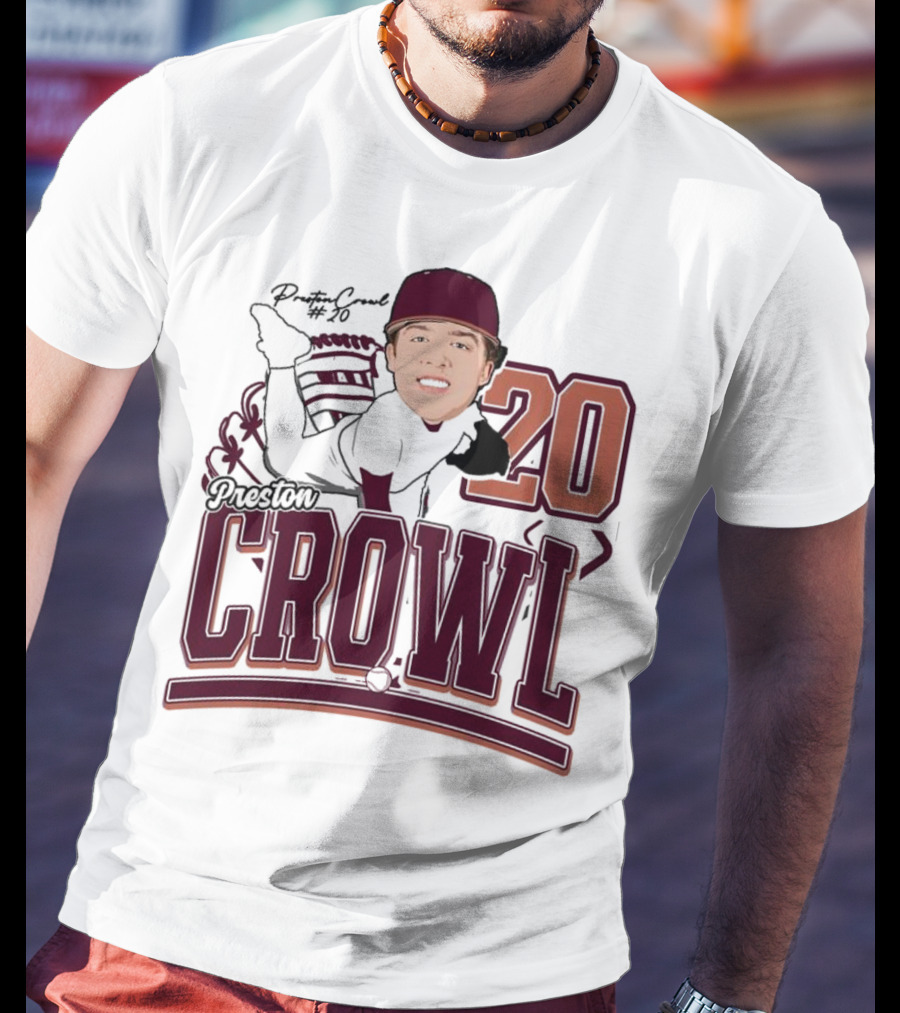 Preston Crowl Baseball 2025 Pitcher Number 20 T-Shirt