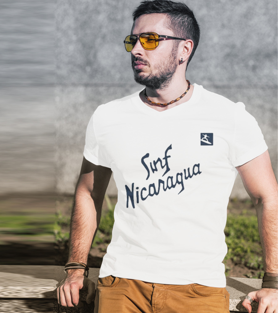 Real Genius Surf Nicaragua Surfboard Icon T-Shirt