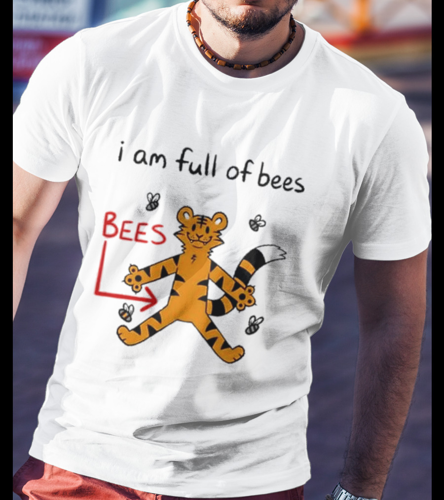Prism Paws Tiger Bees Humor Graphic T-Shirt