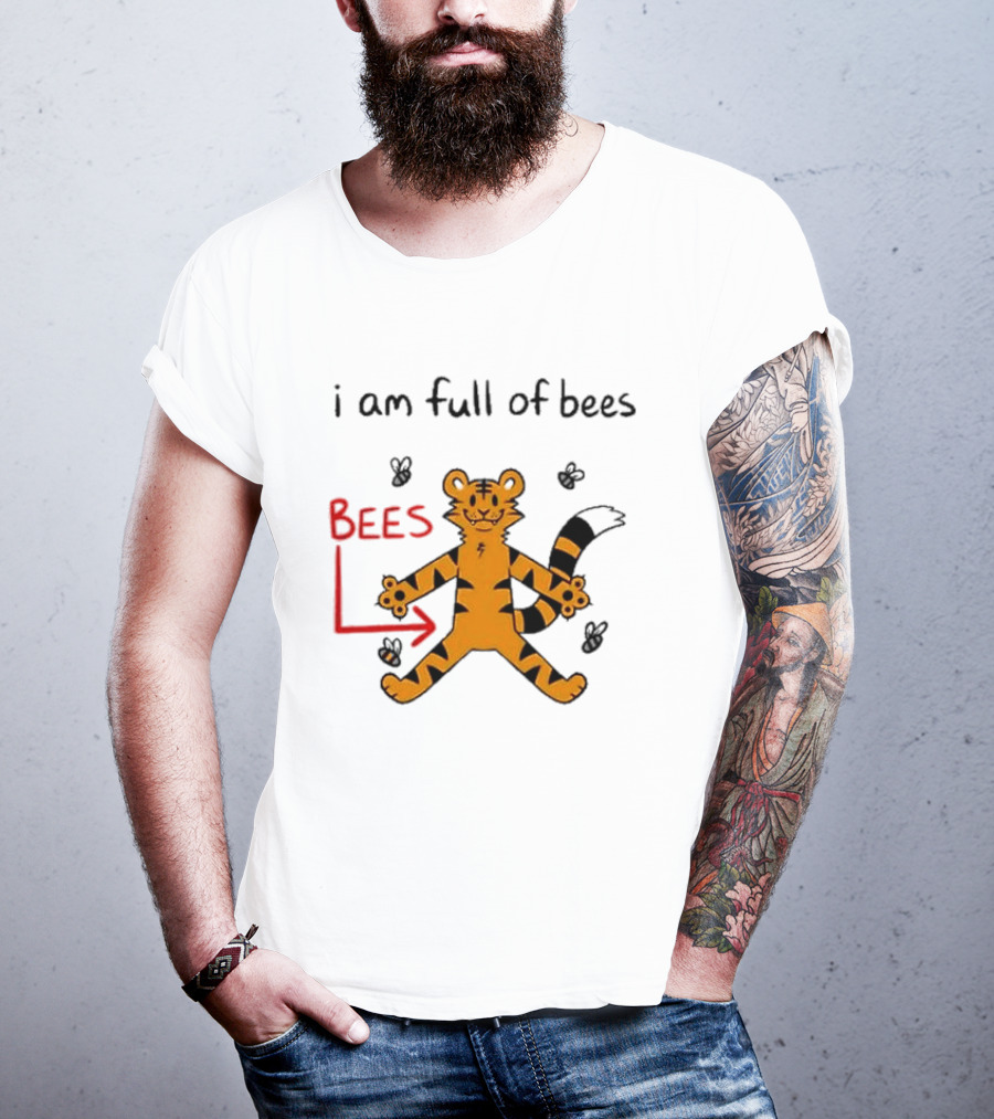 Prism Paws Tiger Bees Humor Graphic T-Shirt