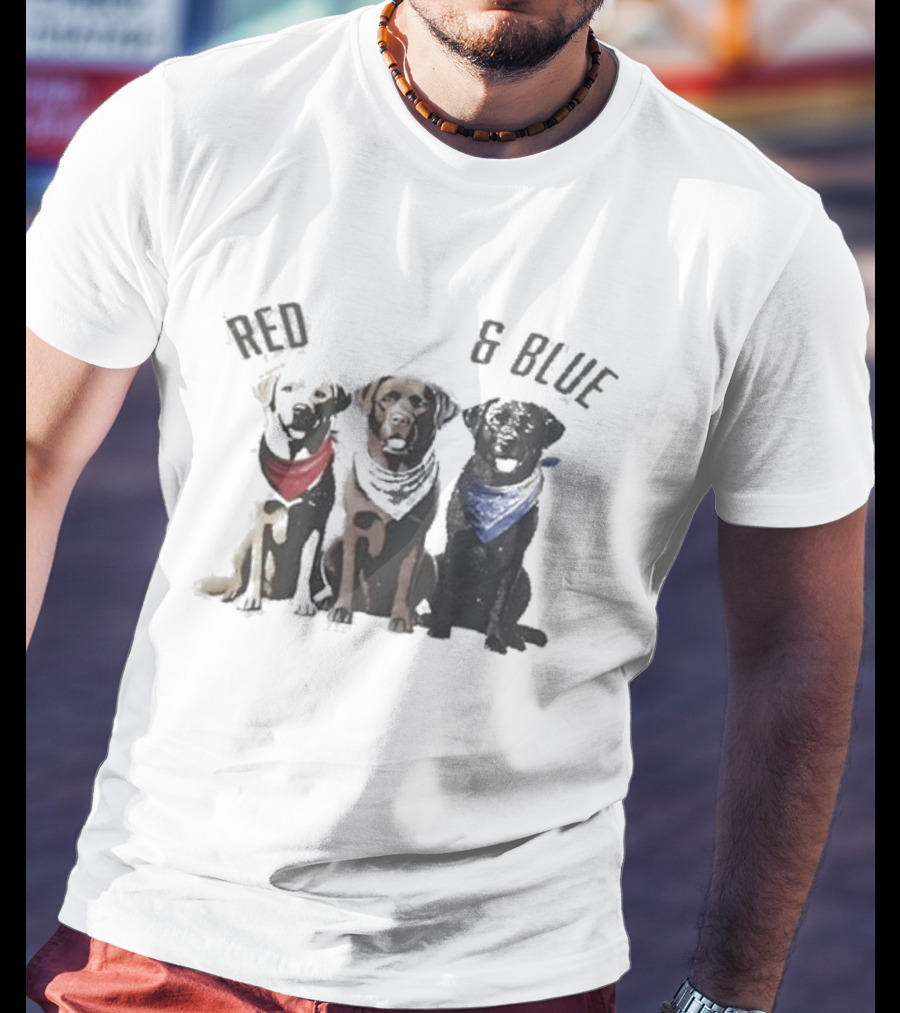 Red White And Blue Dogs Bandana Trio T-Shirt