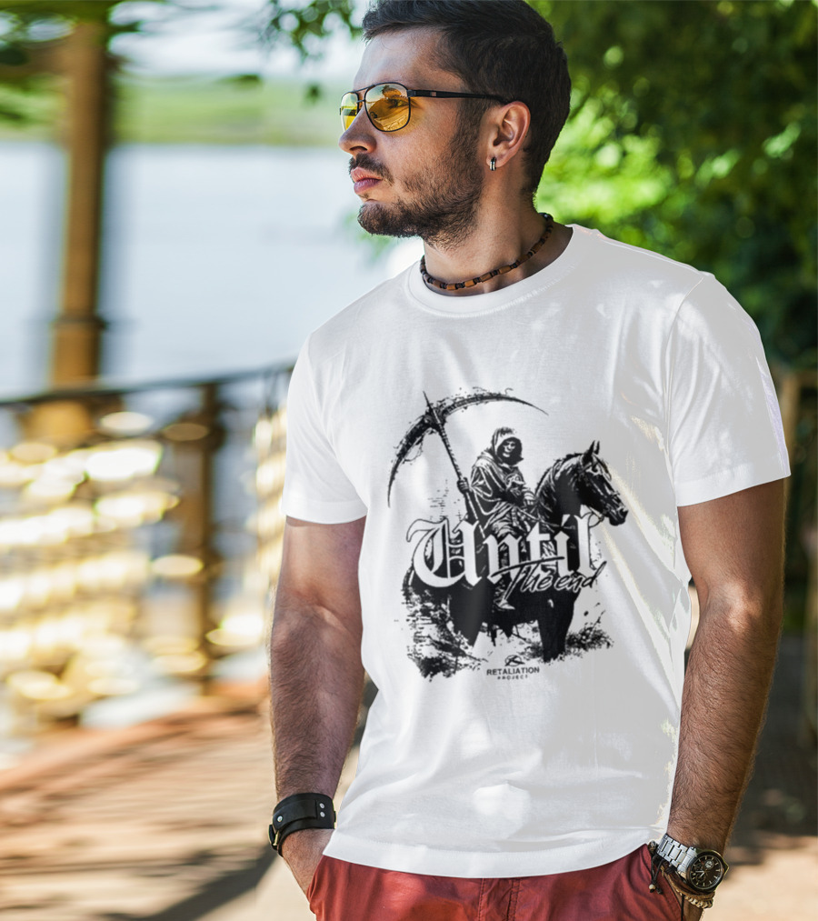 Retaliation Project Until The End Eternal Distressed Skull Design T-Shirt