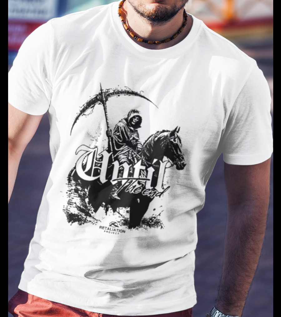 Retaliation Project Until The End Eternal Distressed Skull Design T-Shirt