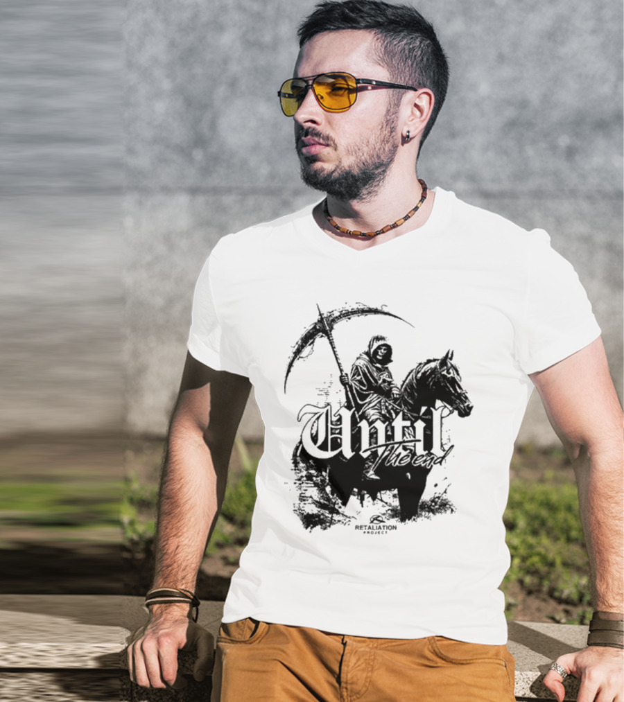 Retaliation Project Until The End Eternal Distressed Skull Design T-Shirt