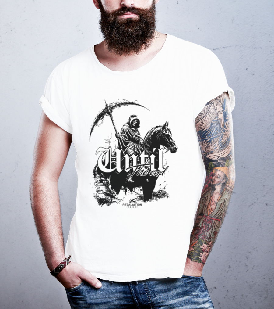 Retaliation Project Until The End Eternal Distressed Skull Design T-Shirt