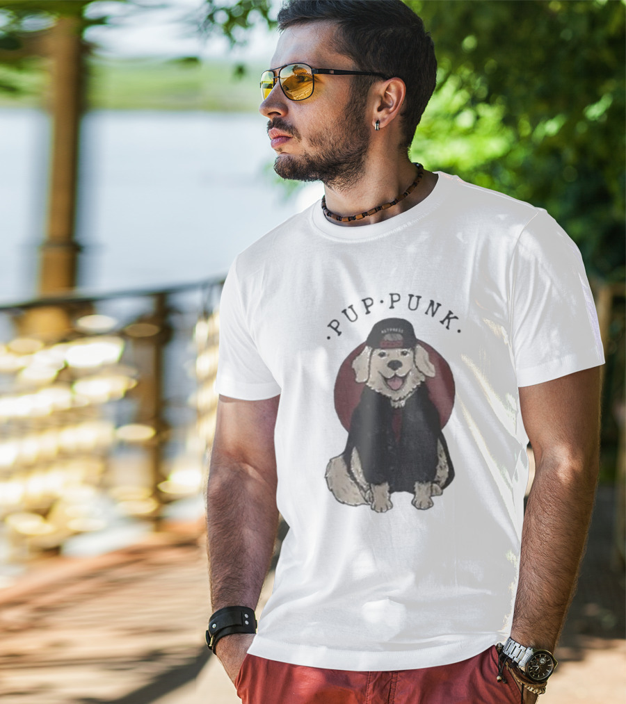 Pup Punk Funny Dog Hat Trick Adorable Canine Style T-Shirt