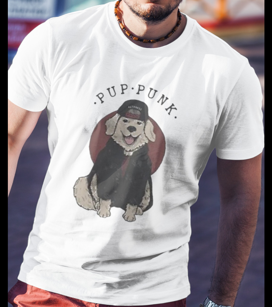 Pup Punk Funny Dog Hat Trick Adorable Canine Style T-Shirt