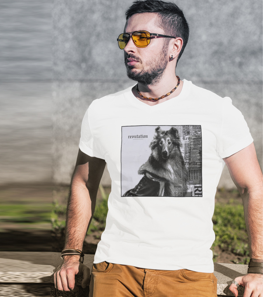 Revutation Reveille Collie Newspaper Style T-Shirt