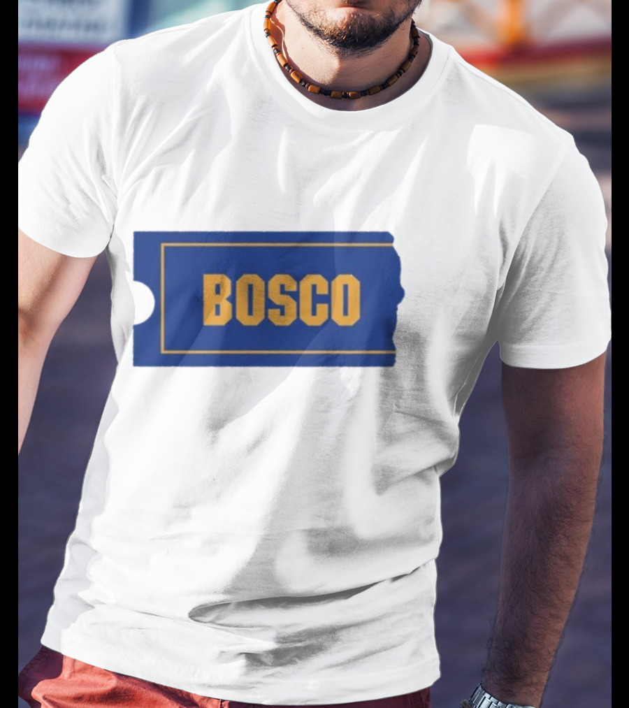 Ryder Roll Bosco Vintage Blue With Yellow Bold Ticket Style T-Shirt
