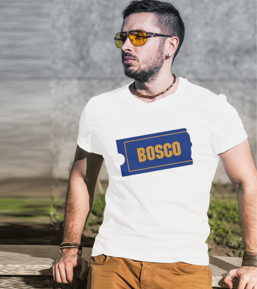 Ryder Roll Bosco Vintage Blue With Yellow Bold Ticket Style T-Shirt