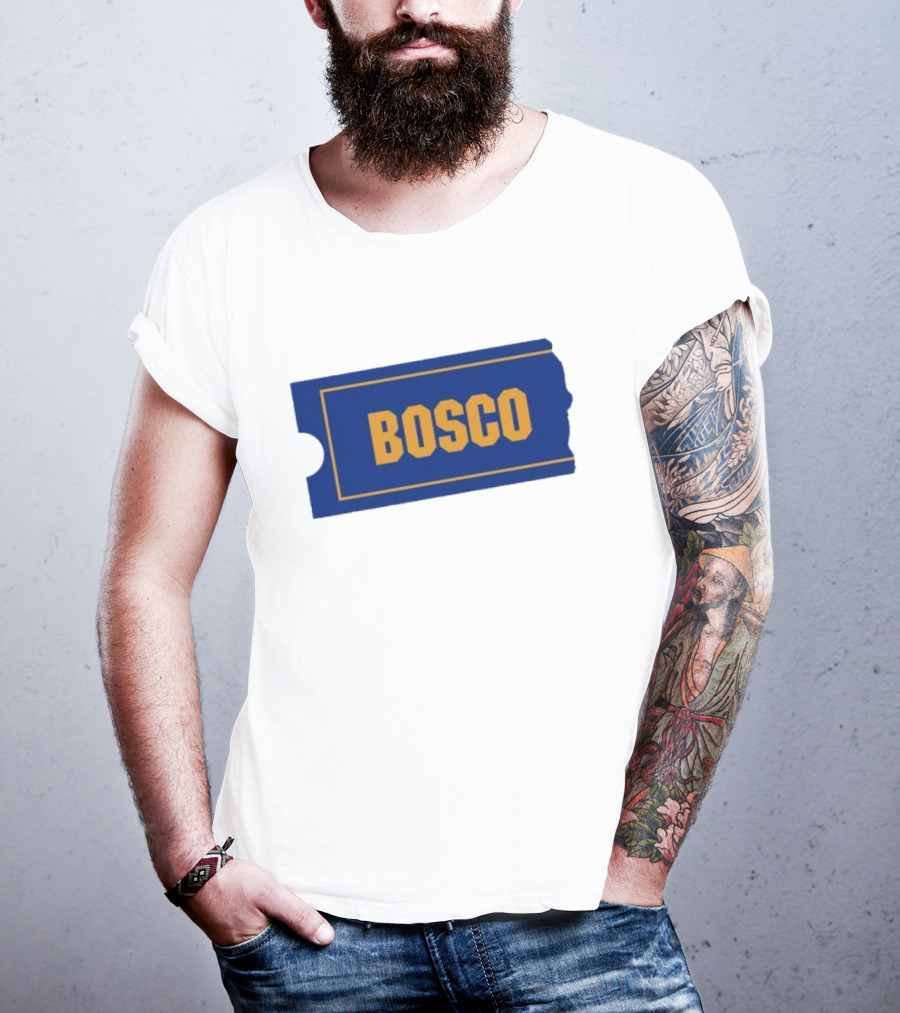 Ryder Roll Bosco Vintage Blue With Yellow Bold Ticket Style T-Shirt