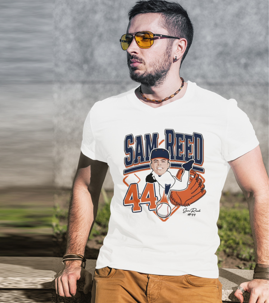 Sam Reed 44 Baseball Glove And Bat Graphic 2025 T-Shirt