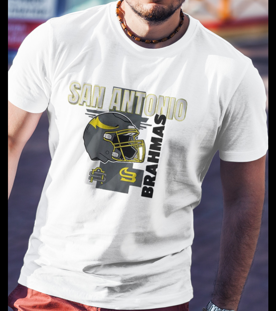 San Antonio Brahmas Football Helmet Pillow Block And SB Logo T-Shirt