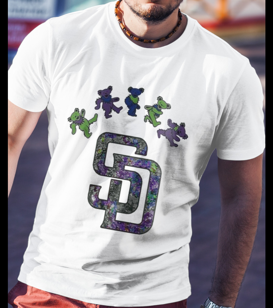 San Diego Padres Grateful Dead Night 2025 Dancing Bears Baseball Event T-Shirt