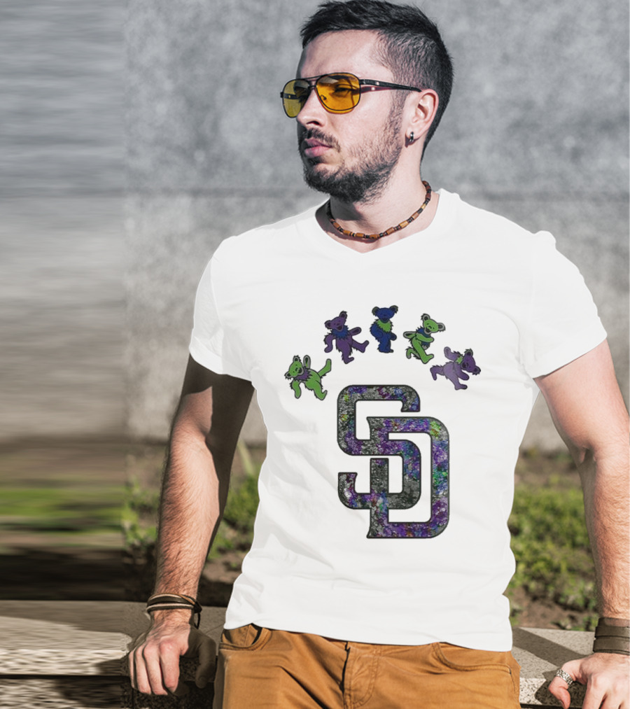 San Diego Padres Grateful Dead Night 2025 Dancing Bears Baseball Event T-Shirt