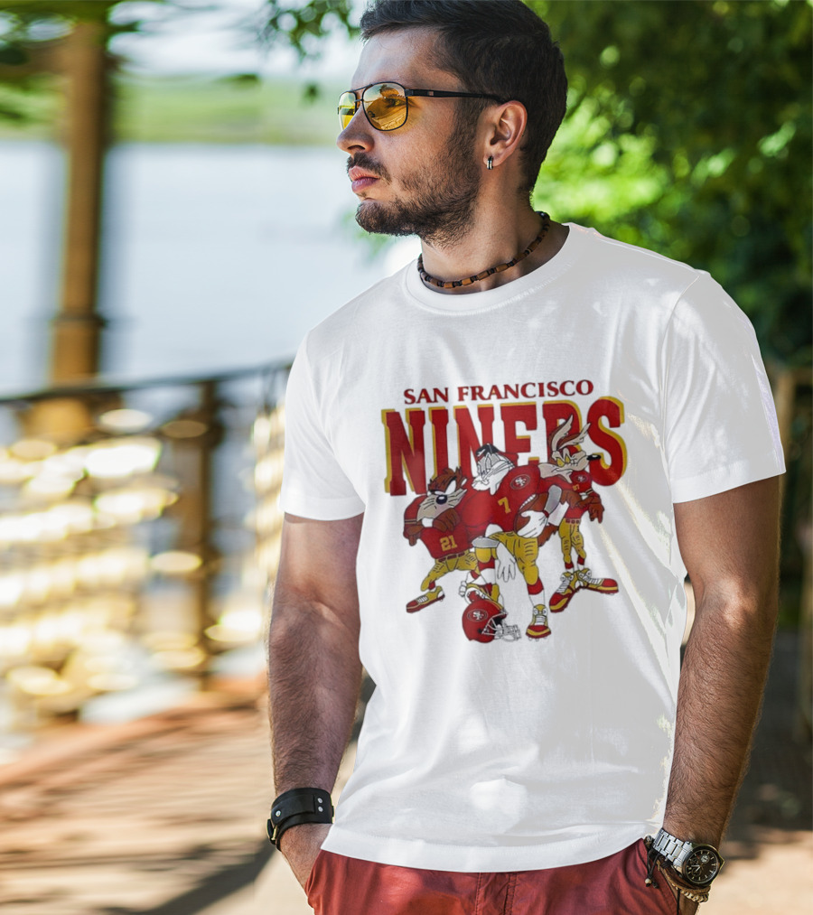 San Francisco 49ers Looney Tunes Cartoon Characters In Team Uniforms T-Shirt