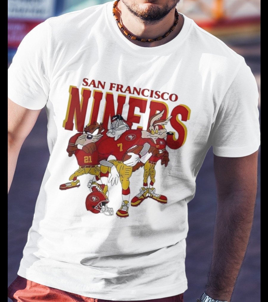 San Francisco 49ers Looney Tunes Cartoon Characters In Team Uniforms T-Shirt