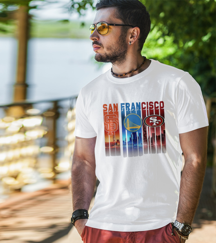 San Francisco Giants Warriors 49ers Cityscape Skyline T-Shirt