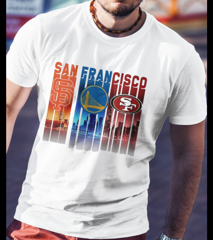 San Francisco Giants Warriors 49ers Cityscape Skyline T-Shirt