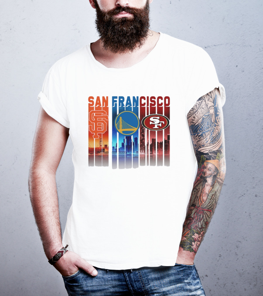 San Francisco Giants Warriors 49ers Cityscape Skyline T-Shirt