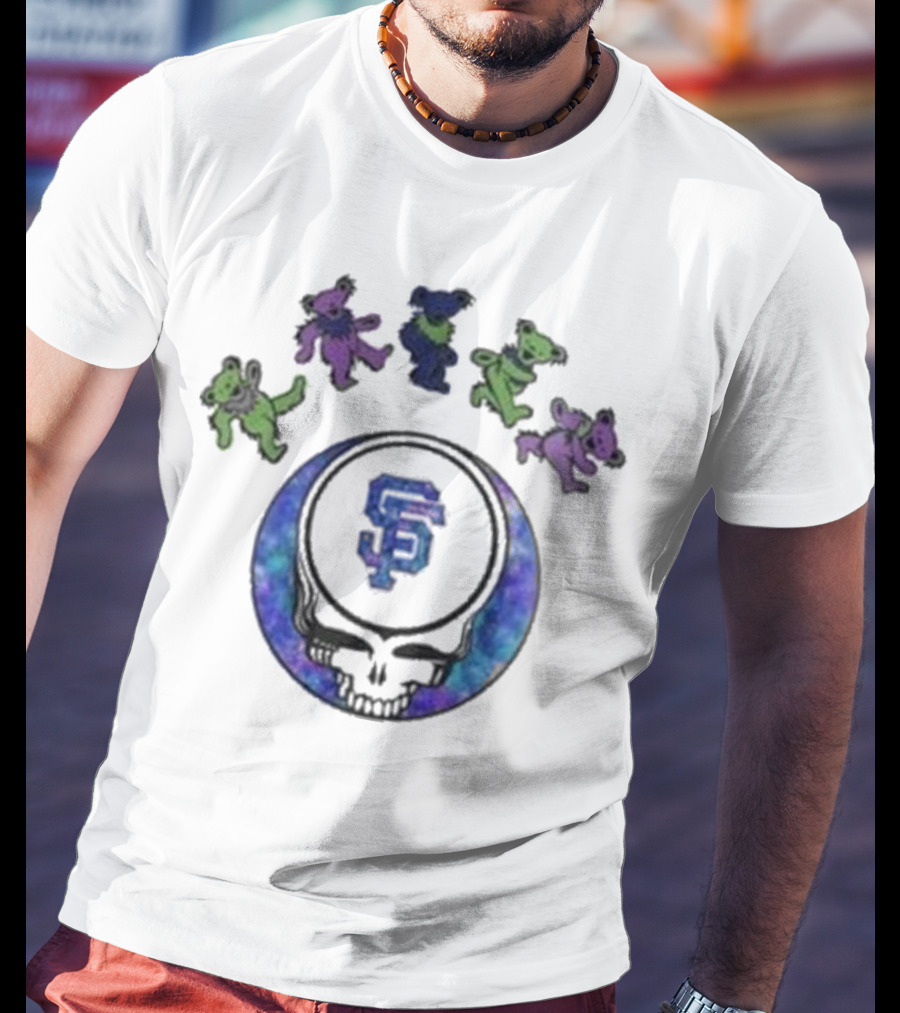San Francisco Giants 2025 Grateful Dead Night Skull Bears T-Shirt