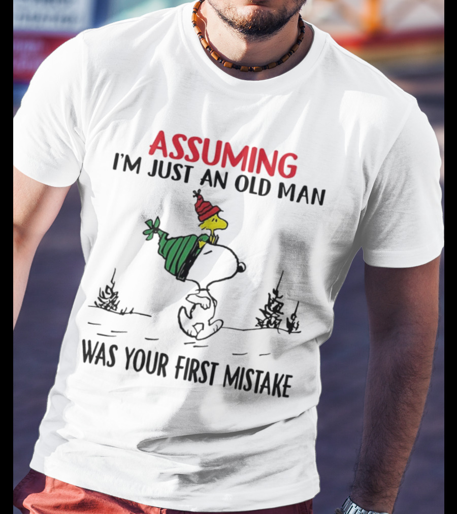 Assuming I'm Just An Old Man Snoopy And Woodstock Christmas Theme T-Shirt