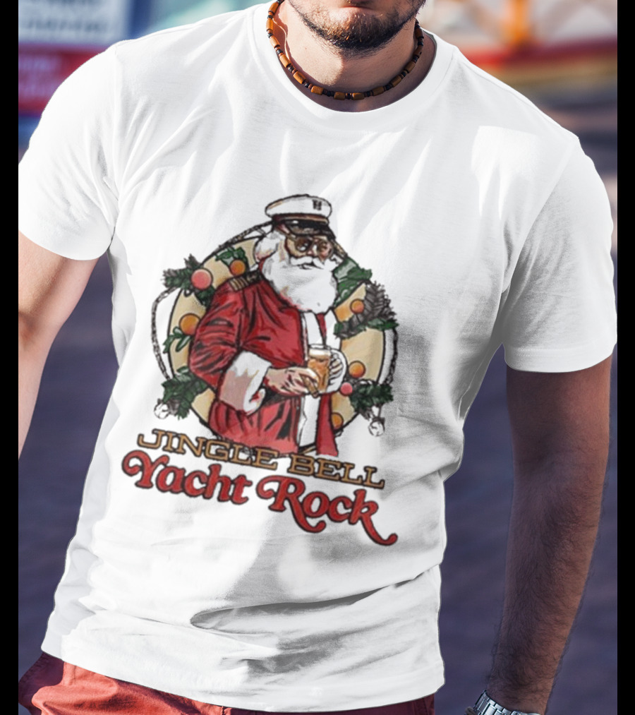 Jingle Bell Yacht Rock Christmas Captain Santa T-Shirt