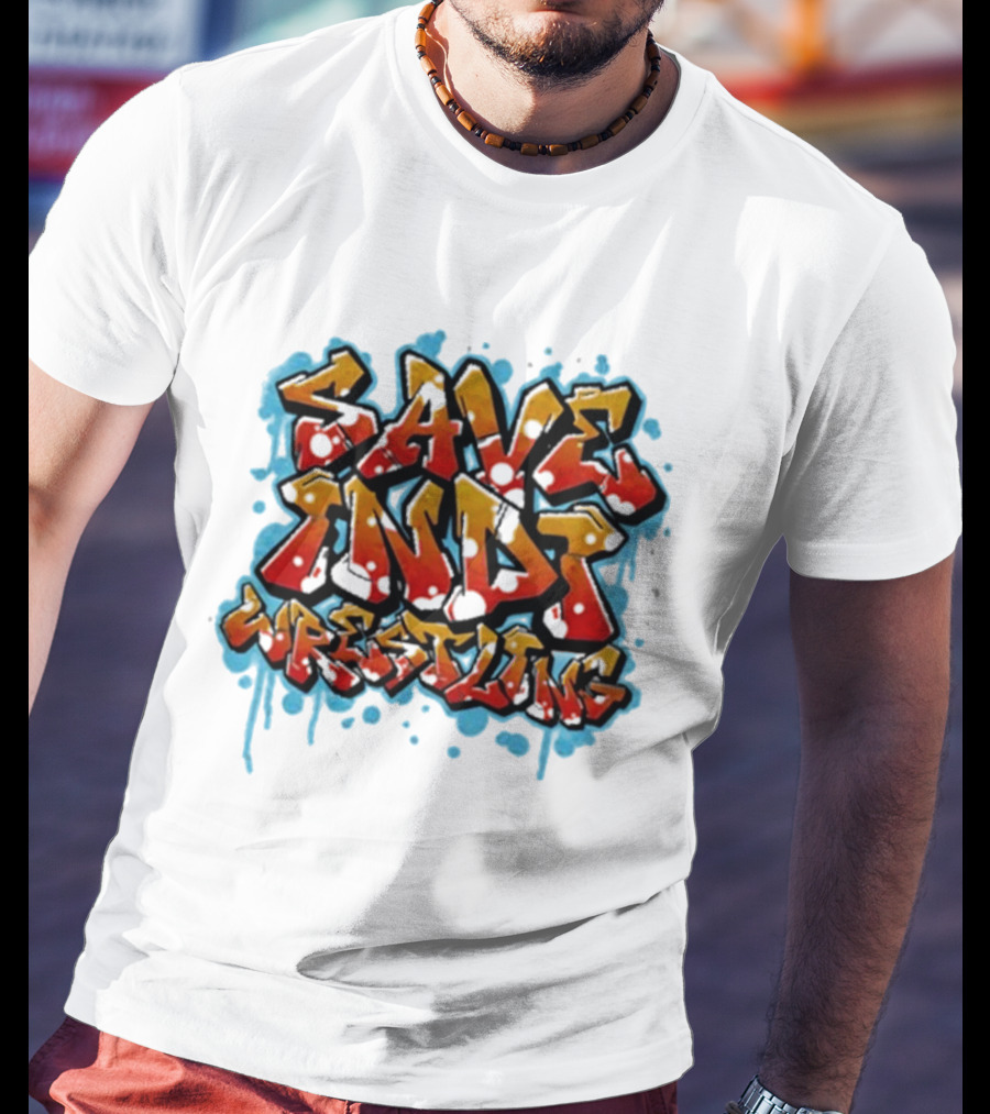Save Indi Wrestling Graffiti Style Bold Text T-Shirt
