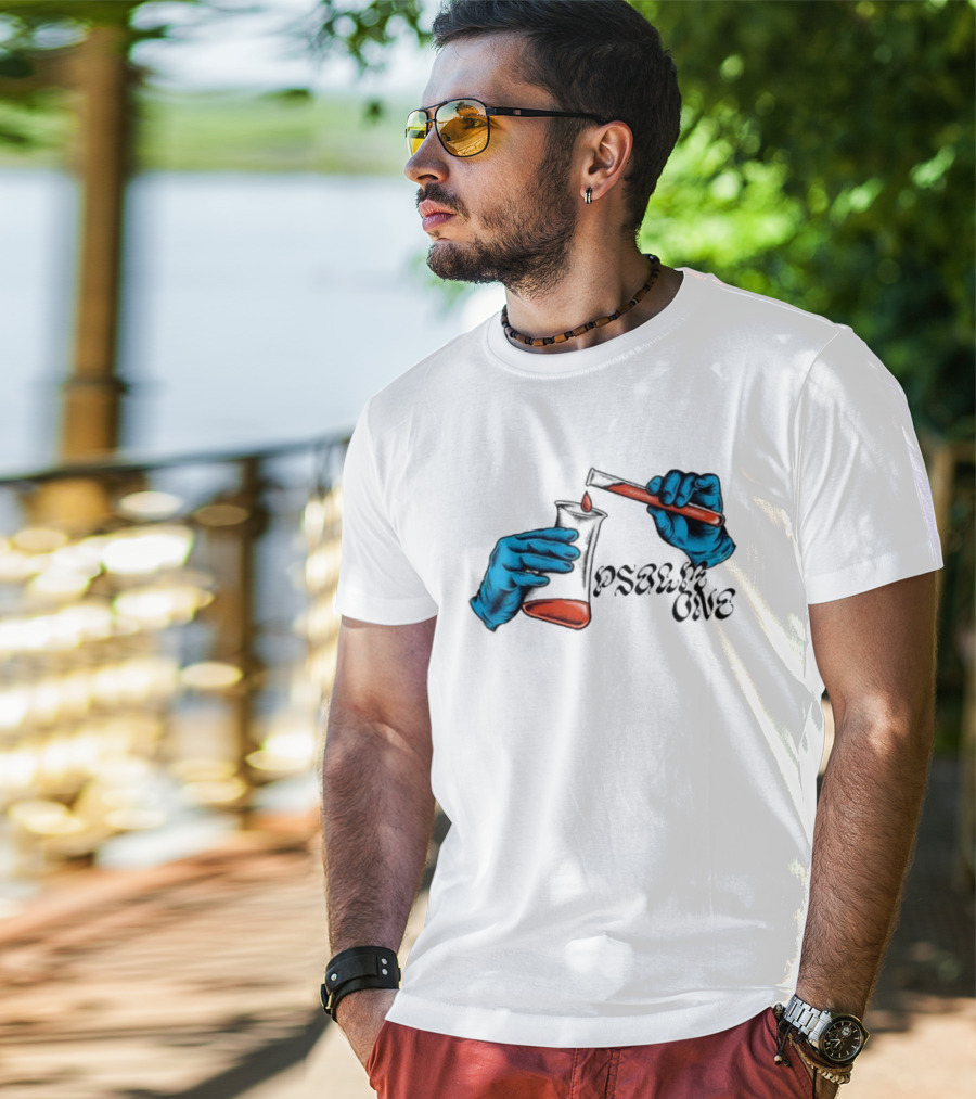 Science Of Psalm Blue Hands With Red Test Tube And Droplet T-Shirt