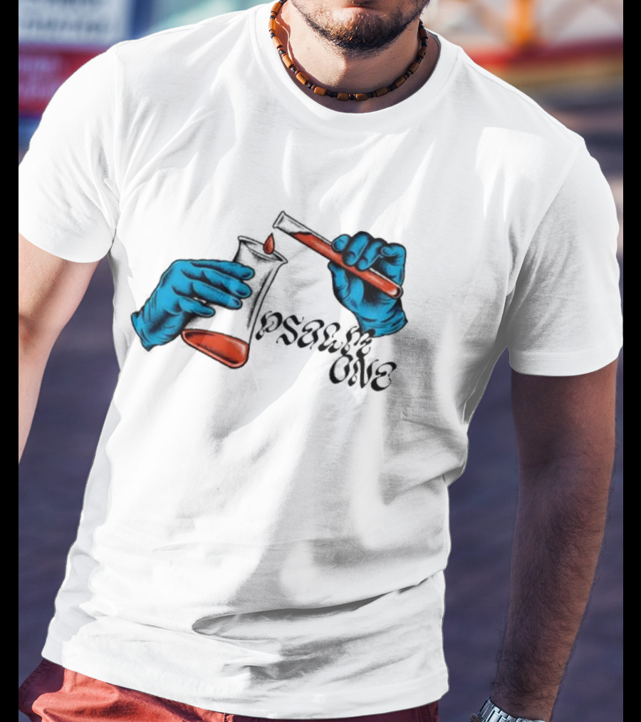 Science Of Psalm Blue Hands With Red Test Tube And Droplet T-Shirt