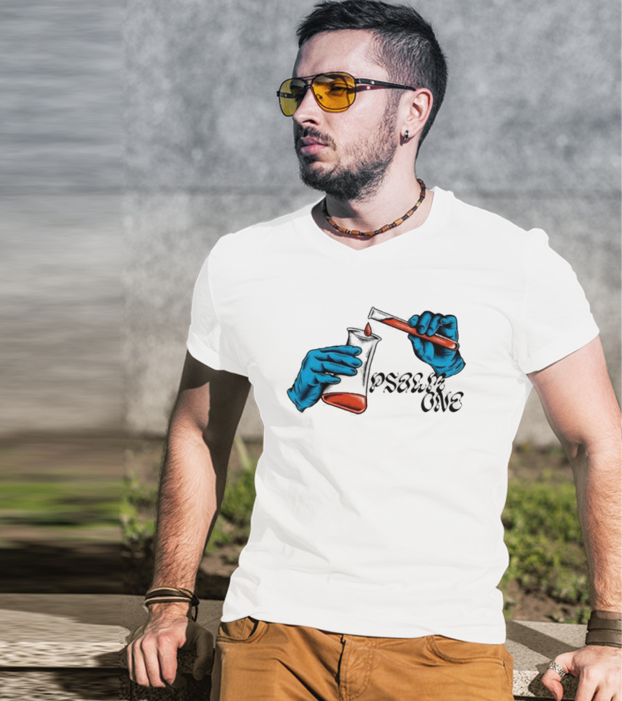 Science Of Psalm Blue Hands With Red Test Tube And Droplet T-Shirt
