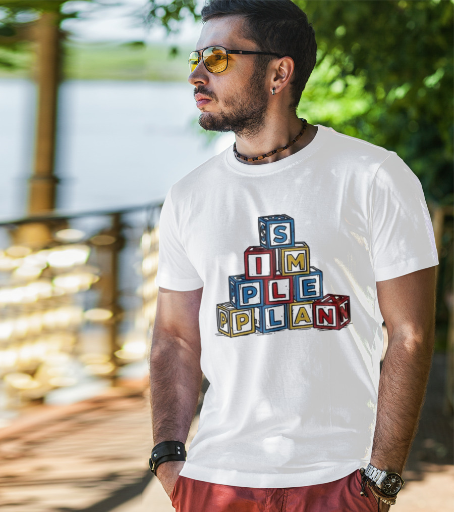 Simple Plan Alphabet Block Letter Stack T-Shirt