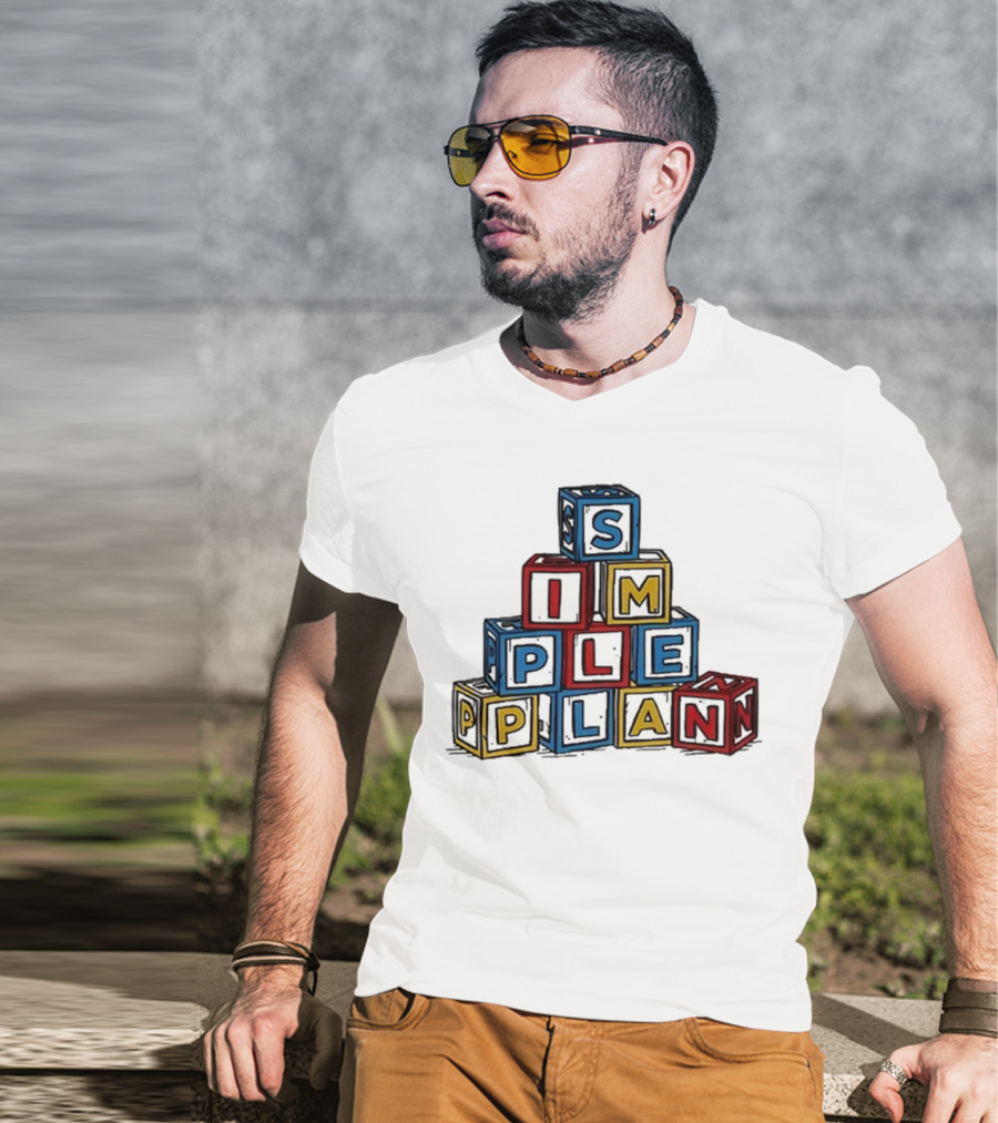 Simple Plan Alphabet Block Letter Stack T-Shirt