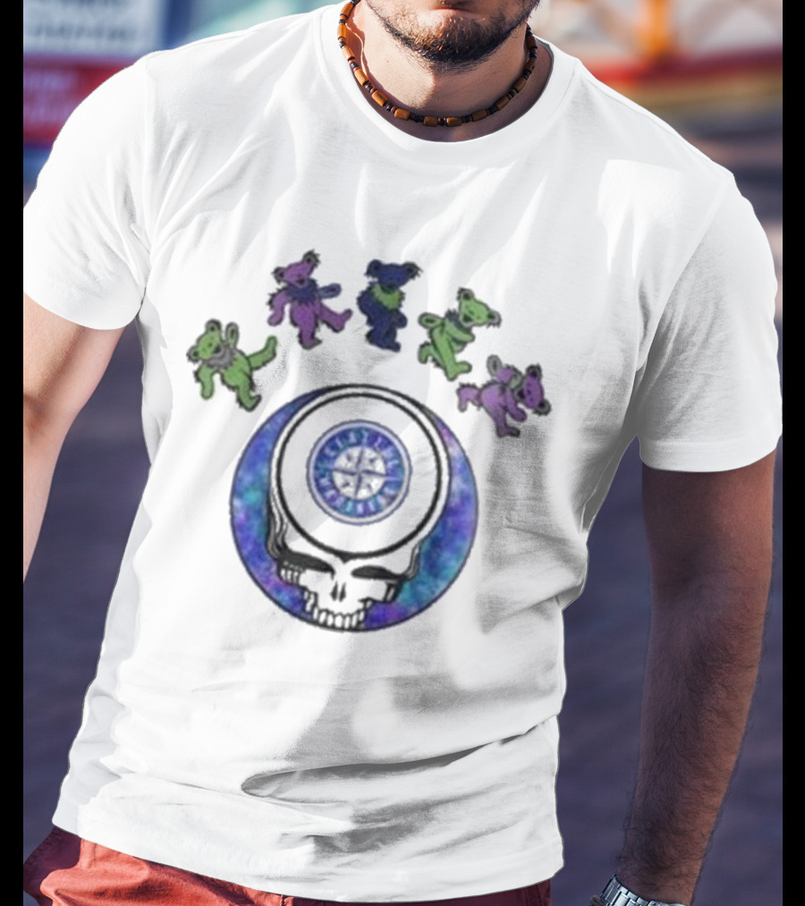 Seattle Mariners 2025 Grateful Dead Night Skull And Dancing Bears Baseball T-Shirt