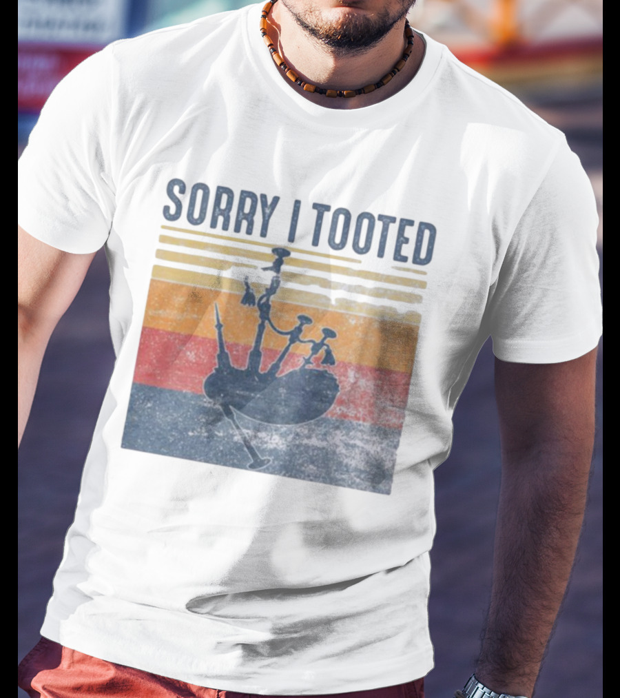 Sorry I Tooted Bagpipe Vintage Retro Stripes T-Shirt