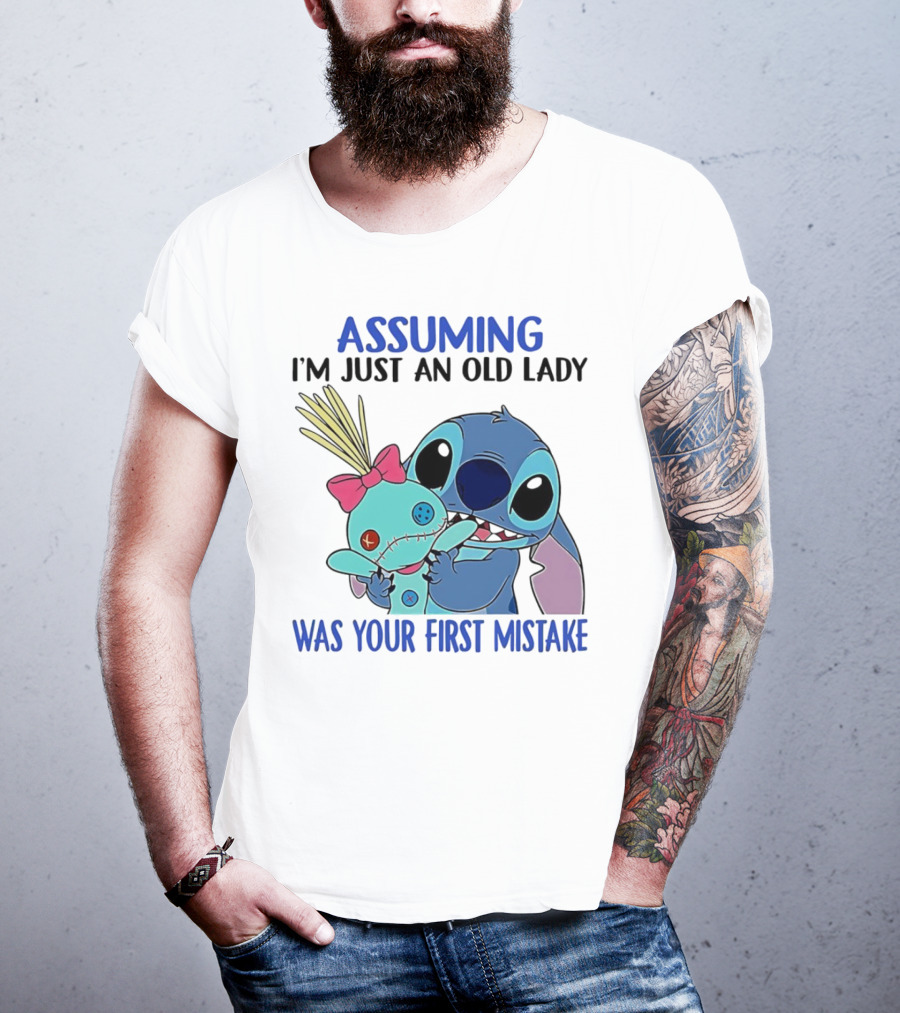 Assuming I'm Just An Old Lady Was Your First Mistake Stitch Holding Voodoo Doll T-Shirt