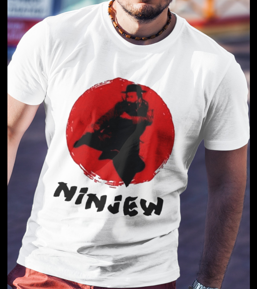 Ninjew Red Circle Kick Martial Arts Style T-Shirt