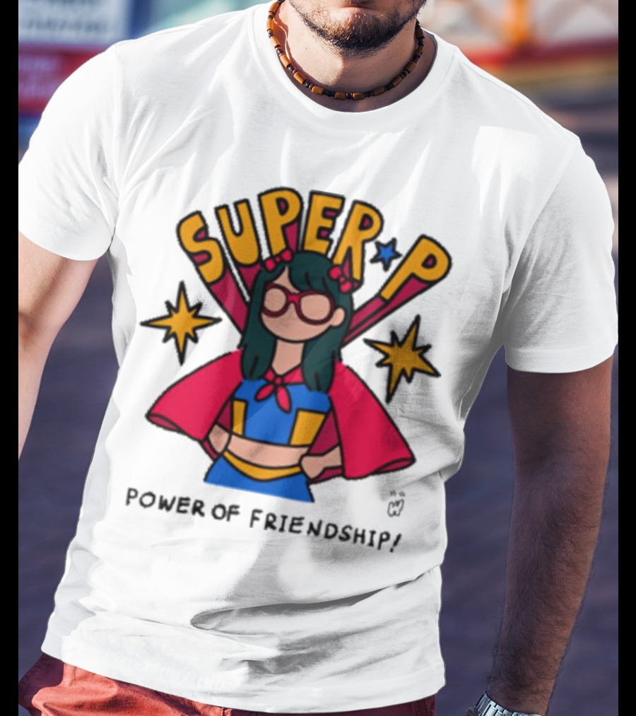 Super P Pastel Superhero Cartoon Character Friendship T-Shirt