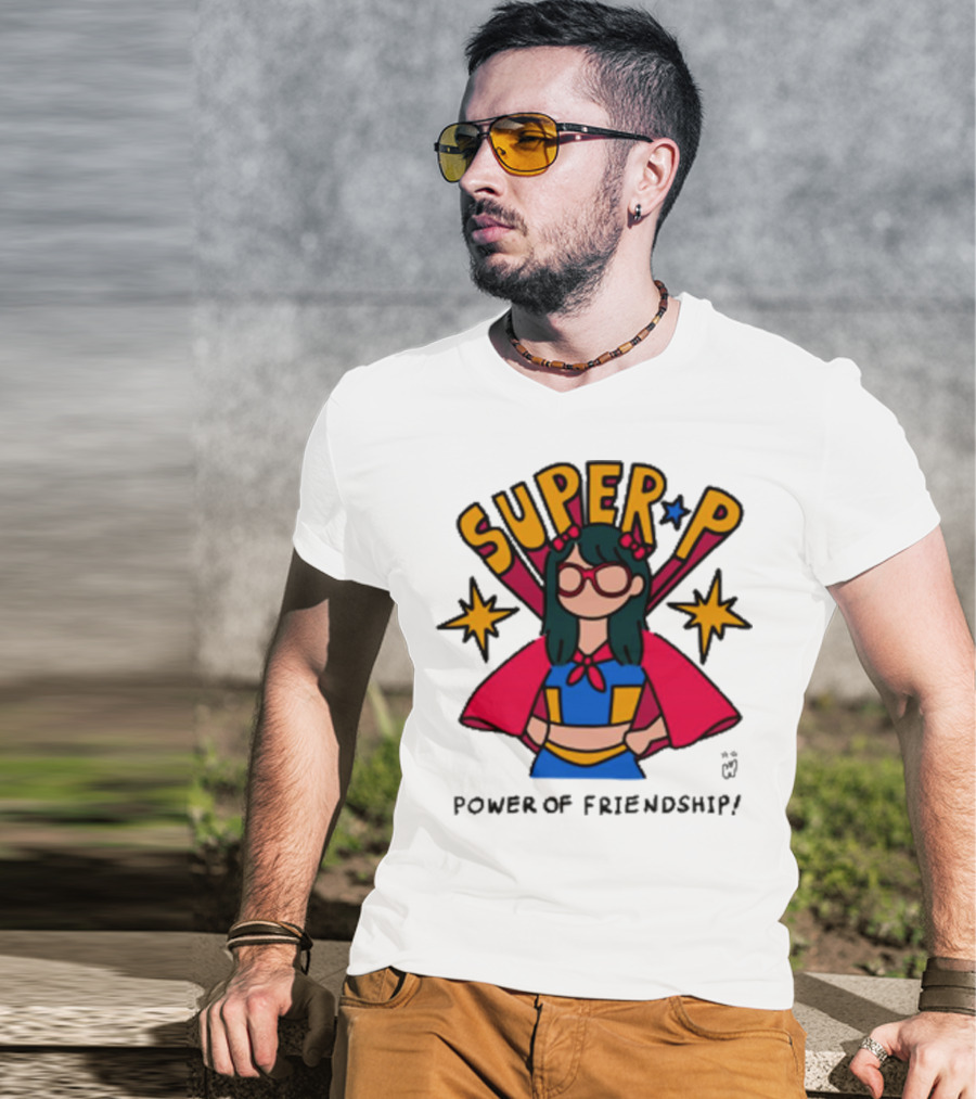 Super P Pastel Superhero Cartoon Character Friendship T-Shirt