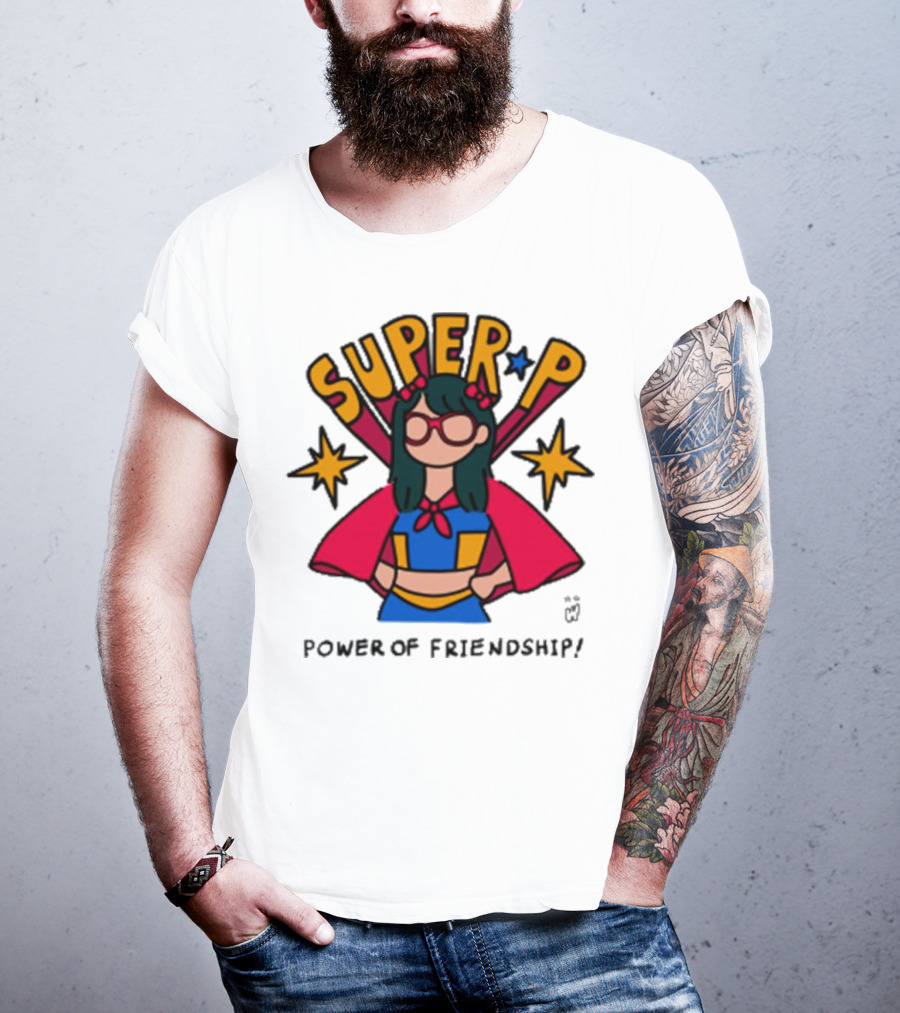 Super P Pastel Superhero Cartoon Character Friendship T-Shirt