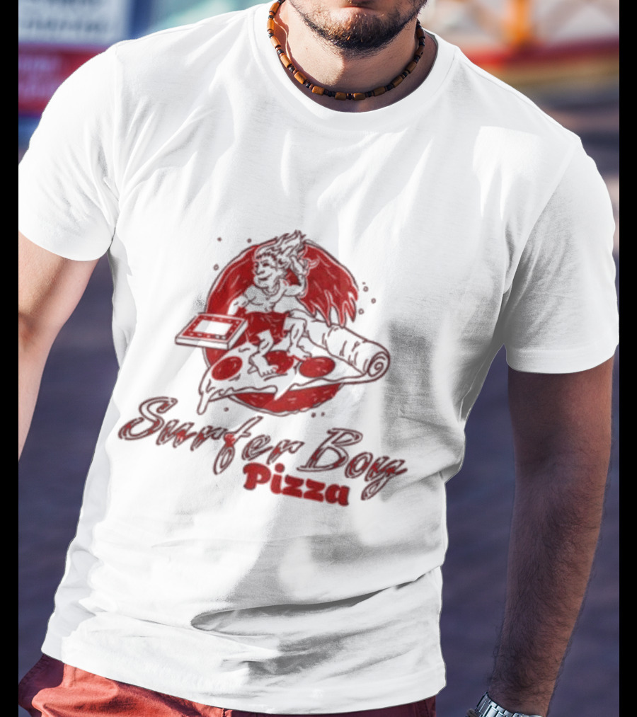 Surfer Boy Pizza Wave And Slice Graphic T-Shirt