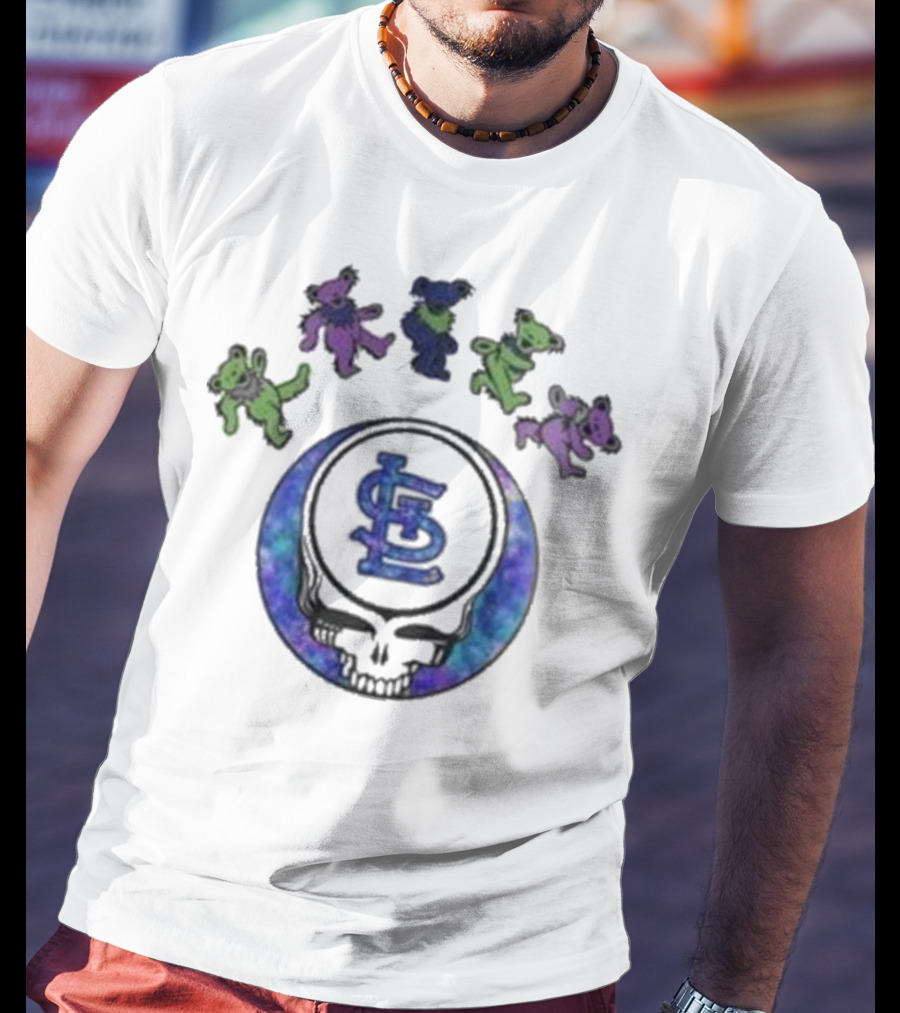 St. Louis Cardinals Grateful Dead 2025 Skull Bears Night Baseball T-Shirt