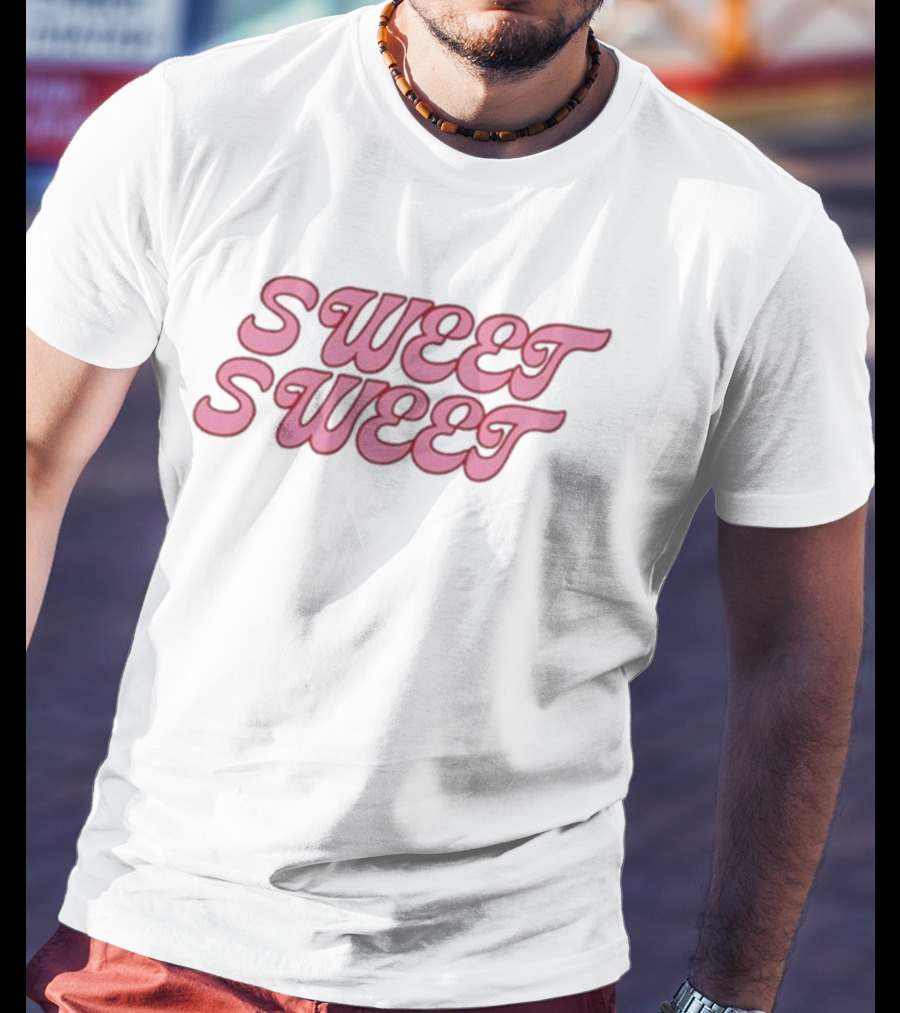 Sweet Sweet Yum Yum Retro Pink Text T-Shirt