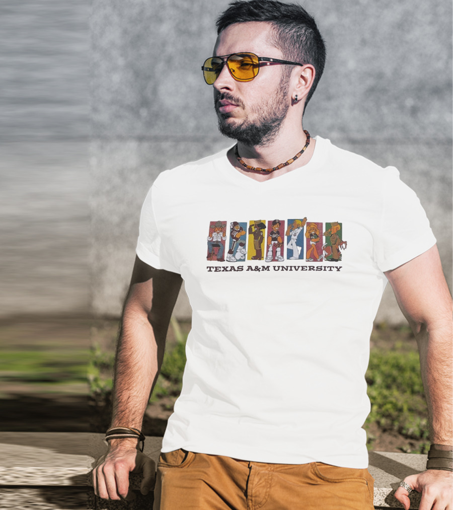 Texas A&M University Diverse Characters Vintage Comic Style T-Shirt